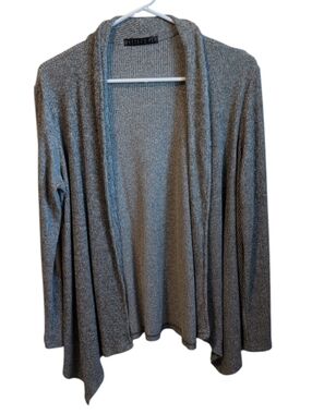 Potter's Pot Heather Gray Open-Front Cardigan With Elbow Patches Size Large